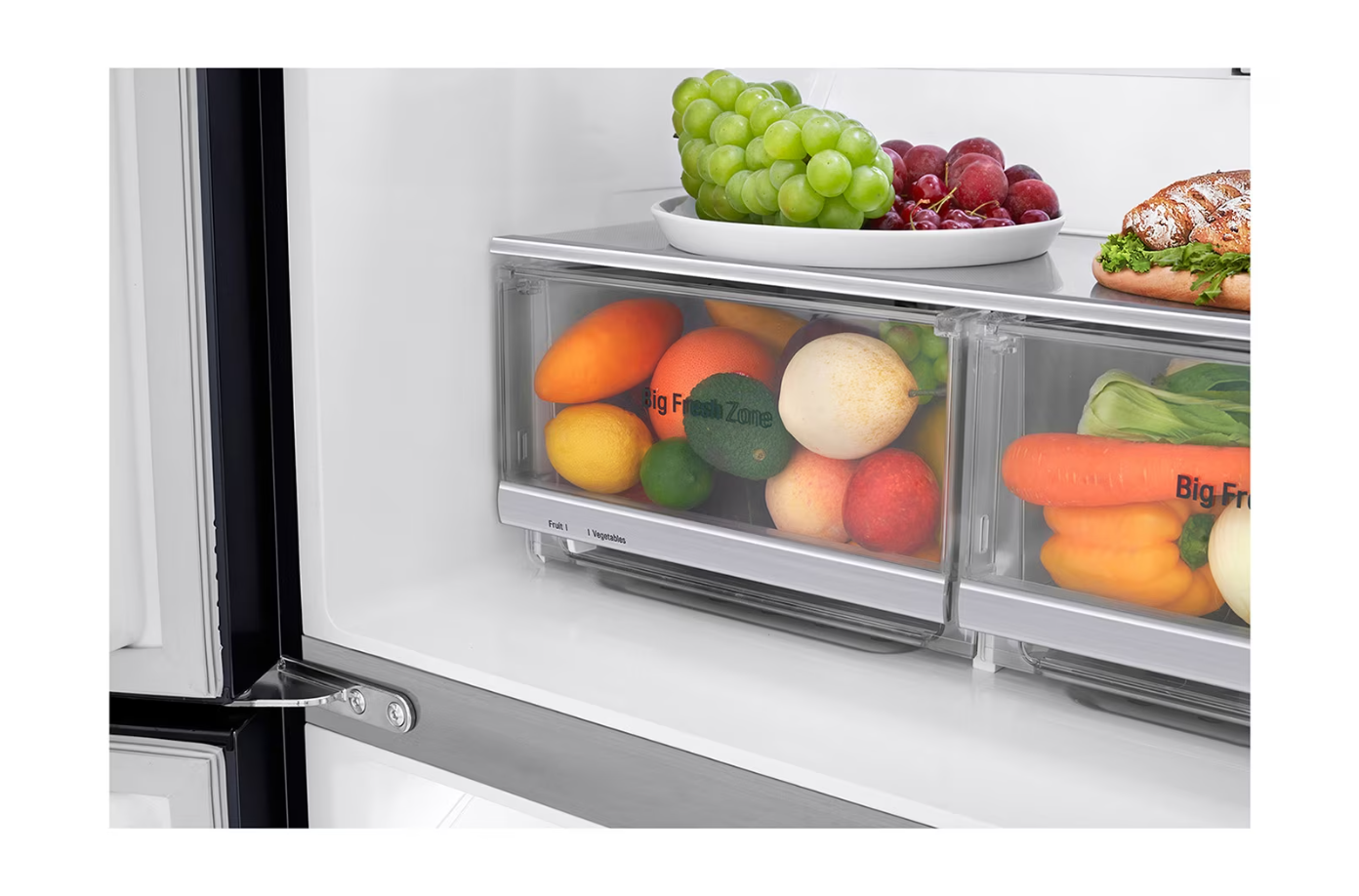 LG GFV570MBL 508L Slim French Door Fridge InstaView Matte Black Freezer