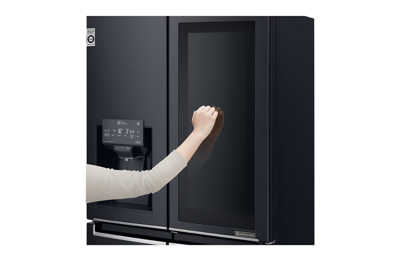 LG GFV570MBL 508L Slim French Door Fridge InstaView Matte Black Freezer