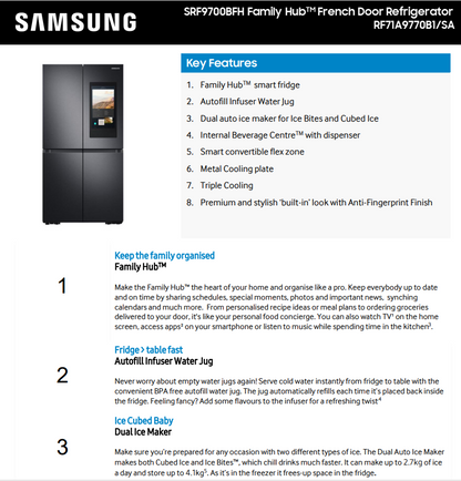 SRF7900BFH Samsung 640L Family Hub French Door Smart Refrigerator