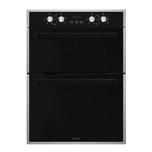 Inalto 60cm 12 Function black double electric wall oven 60/42L